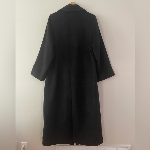 New Brian Bailey Black Wool Blend Oversized Long Wrap Jacket Coat Size Medium 4E - Picture 7 of 10